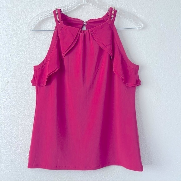 WHITE HOUSE BLACK MARKET  Pink Bead-Detail  Tank Sleeveless Blouse size XSP - Picture 2 of 6